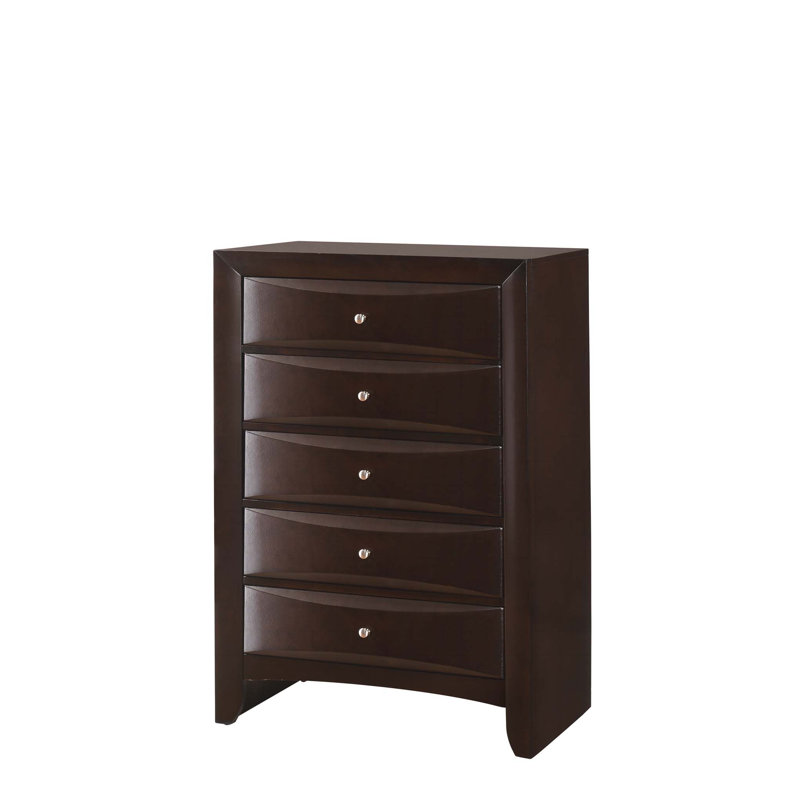 Mobilier de chambre en bois massif 1 pièce 5 tiroirs, Brun