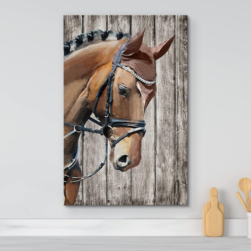 Gros plan, cheval, bois, panneaux, bois, sauvage, illustrations, art moderne, H 18 po x l 12 po