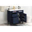 Armoire de salle de bain bleue avec lavabo en céramique, meuble-lavabo 2 tiroirs 36 po et grande capacité de rangement, meuble-lavabo d'apparence moderne, options polyvalentes, look-571185428