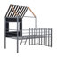 Lit mezzanine simple en métal avec toit, fenêtre, garde-corps et échelle argenté
