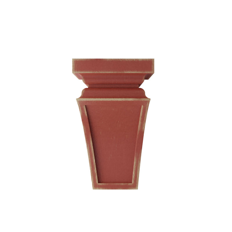 Corbel décoration rétro en bois Nevio, H 12 po x l 6 po x P 6,75 po, Rouge usé