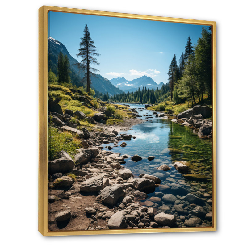Behja Canada, paysage d'émeraude sauvage sur toile, Cadre flottant doré, H 40 po x l 30 po x P 1,5 po