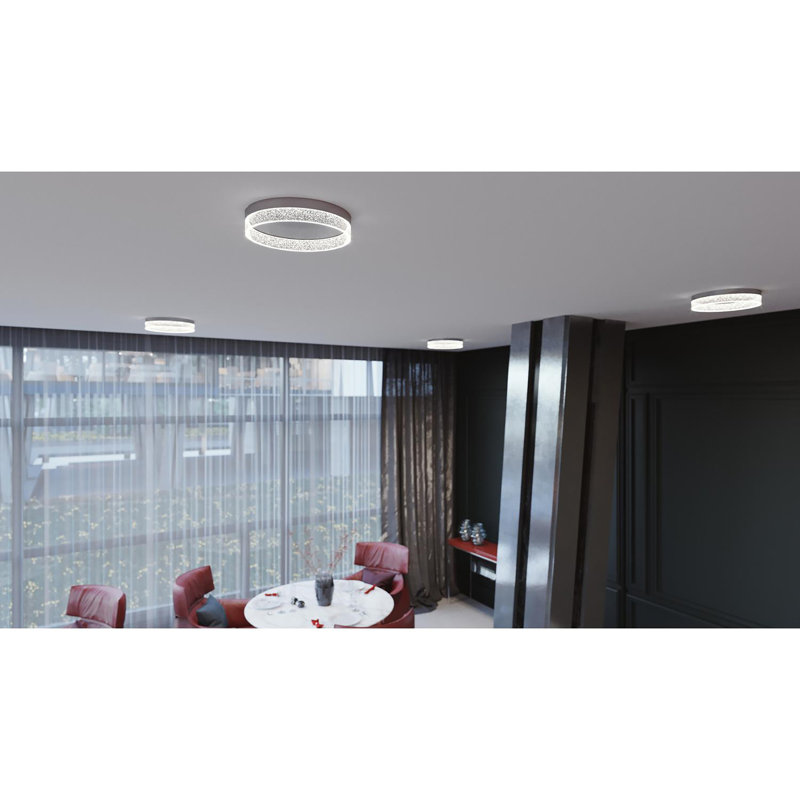 Riendeau Acrylic Flush Mount, Satin Nickel, 3.13" H x 11.82" W x 11.82" D