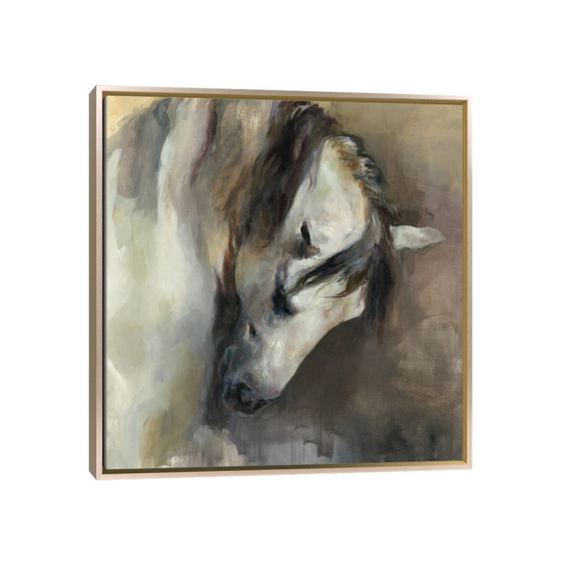 Classical Horse, Champagne Floater Frame Canvas, 18" H x 18" W x 1.5" D