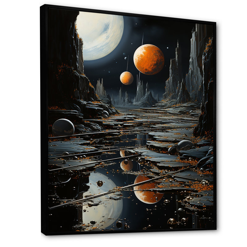 Ciel nocturne en orbite autour de la planète, Cadre flottant noir, H 40 po x l 30 po x P 1,5 po