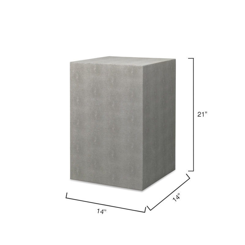 Minimalist Gray Shagreen-Inspired Wood Side Table