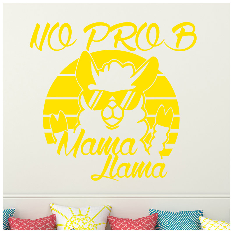 Décalcomanie murale "no prob maman llama", Jaune