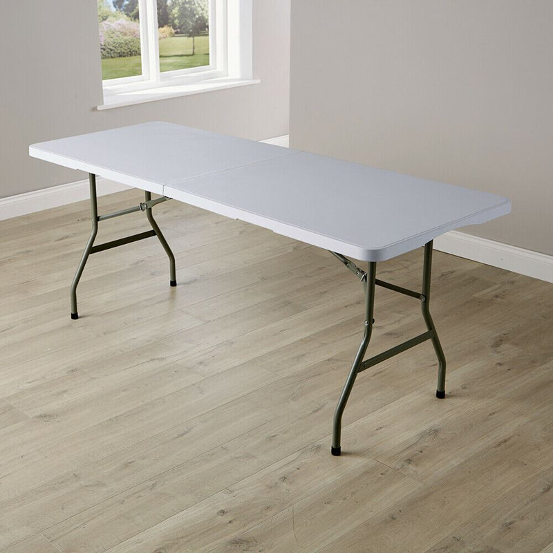 Raymore Rectangular Fold-in-Half Portable Folding Trestle Table, 74" H x 180" L x 70" D
