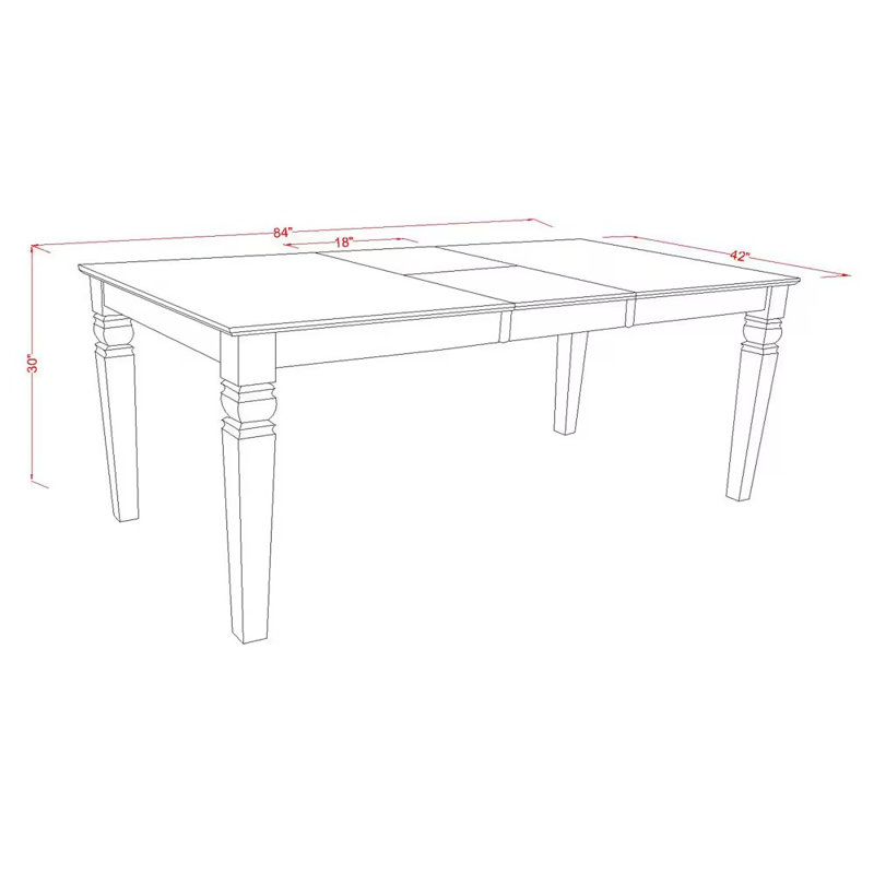 7 Piece Dining Room Table Set consists of a rectangular wooden table with Butterfly Leaf and 6 Shitake Linen Fabric Upholstered Chairs, Black