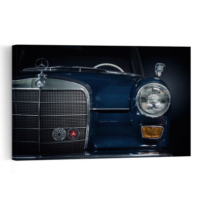 Elegant Blue Classic Car Classic Elegant Retro Wall Art Print by Adachi Lintaman - Wrapped Canvas Print