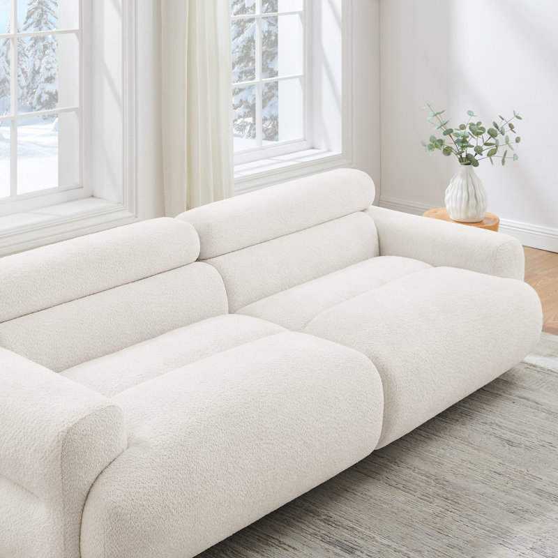 Canapé rembourré 89,37 po Boucle, Blanc