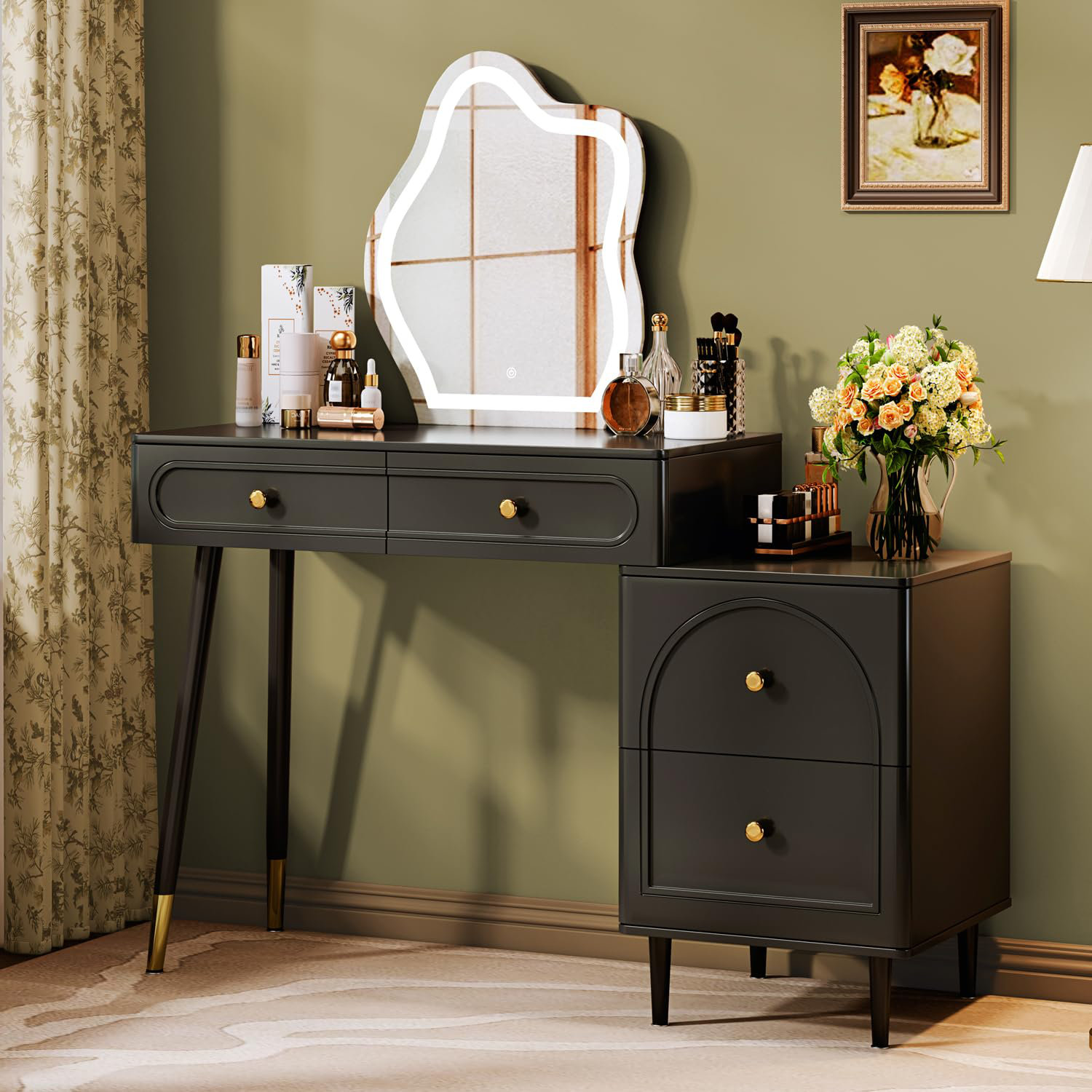 Orren Ellis White Corner Makeup Vanity Table  Wayfair