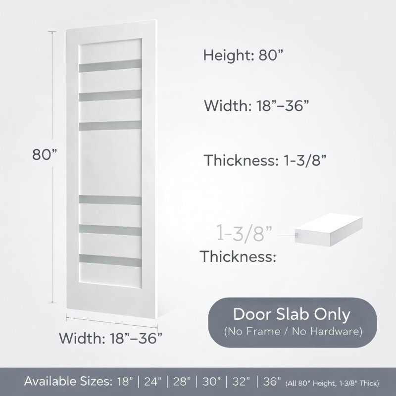 Petite porte en verre givré blanc apprêté 6 petites, 30 po X 80 po, porte intérieure de conception complexe, 32 po x 80 po