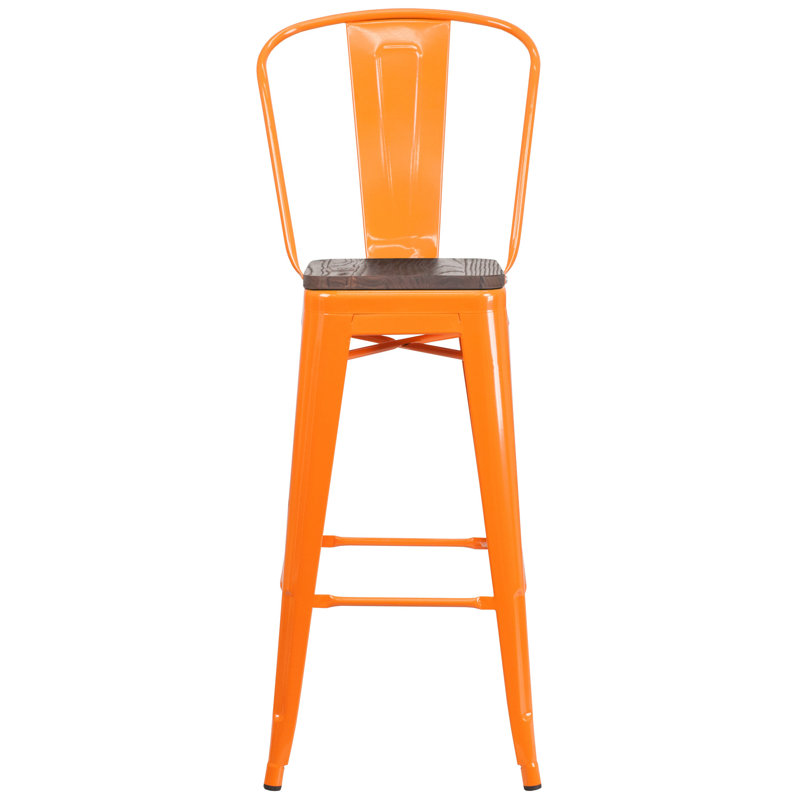 Tabouret de salle à manger en métal Margherite, Orange, Tabouret de bar (siège d'une hauteur de 30 po)