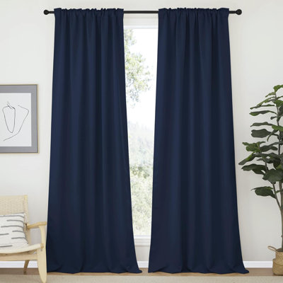 Blackout Curtain Light & Noise Reducing Room Darkening Drapes for Bedroom/Living Room/Kitchen, 2 Pieces