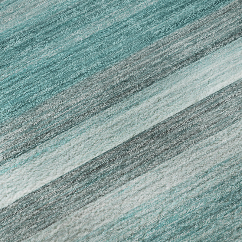 Tapis bleu sarcelle lavable à la machine Cerrito AMF535 Cerrito, Rectangle 10 pi x 14 pi