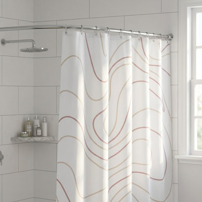 252cm Curved Shower Curtain Pole & Hook Set