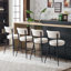 Set of 4 Modern Teddy Fabric Upholstered Bar Stools - Metal Base High Stool - Suitable for Kitchen, Dining and Living Room,Stylish and Comfortable Island Seating-1081929037-1081929042