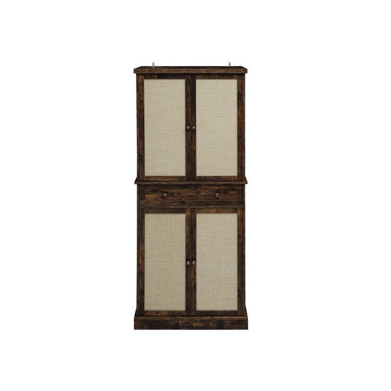 Armoire à 4 portes avec tiroir, capacité de charge de 210 livres, conçue pour résister aux rayons du soleil, aux égratignures, à l'eau, vitesse réglable, charnière en métal à 180 °, tablette 1 tablette intérieure, capacité de charge de 210 lb