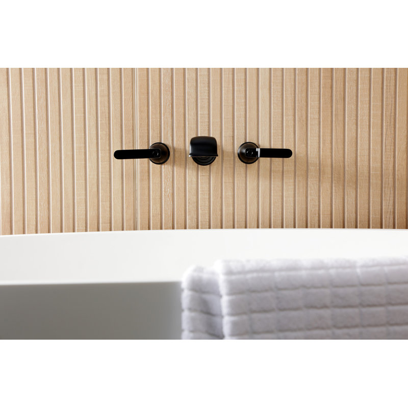 Kingston Brass Hallerbos Two-Handle 3-Hole Wall Mount Roman Tub Faucet, Matte Black