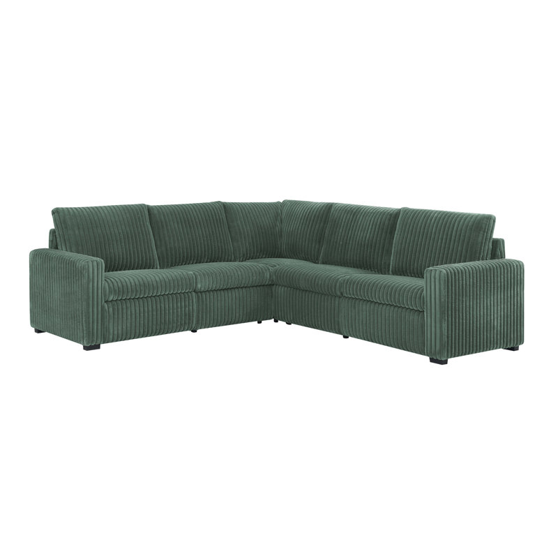 Canapé modulaire inclinable électrique Rkanpelna, Velours côtelé vert foncé