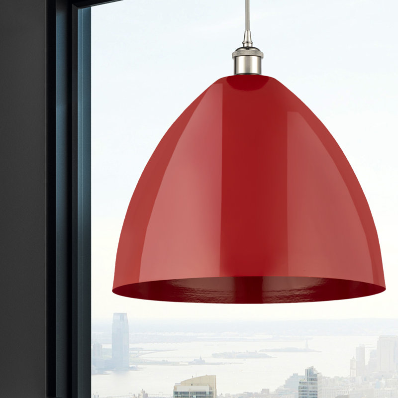 Luminaire suspendu conique 1 lumière, Rouge, Argent