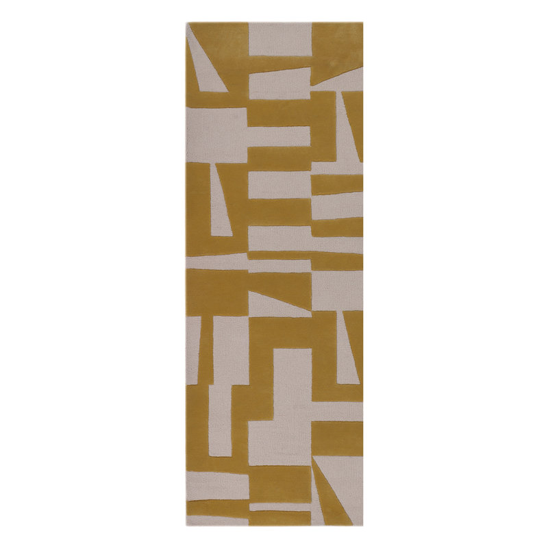 Geometric Area Rug in Mustard Yellow, Runner 2'6" x 7'
