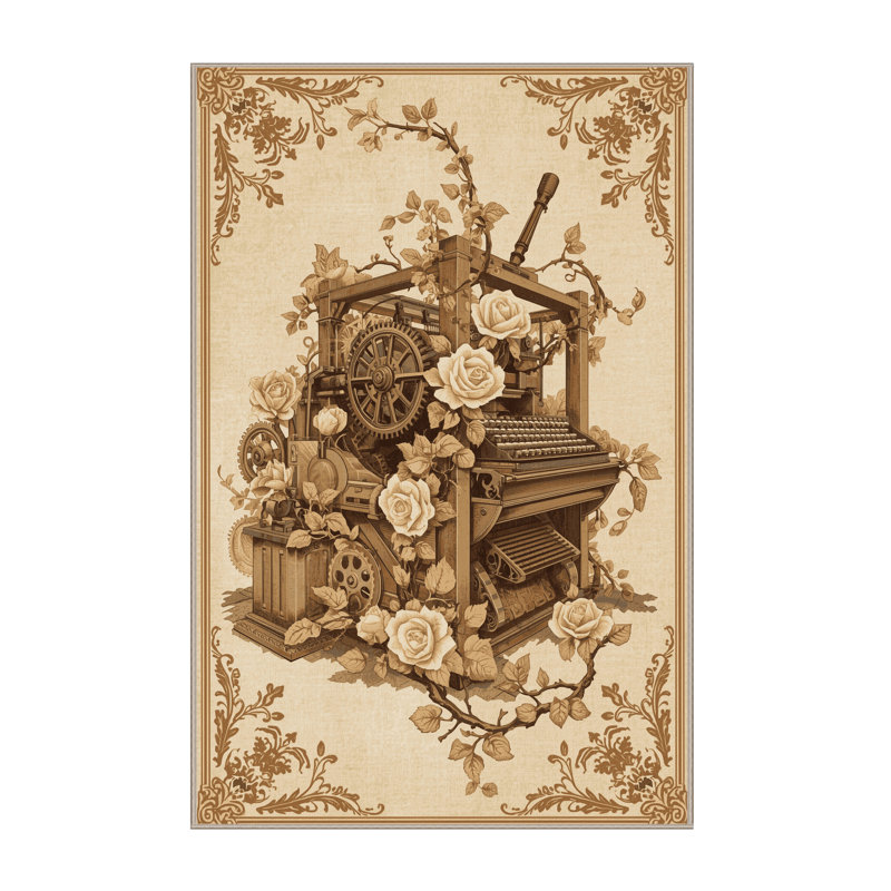 Machine Washable Warleigh Classic Floral Rug in Beige – Beige Binding, 8x12