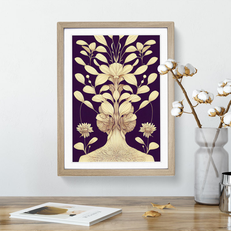 The Animated Flowers - Wall Art, Oak Framed Paper, 64cm H x 46cm W x 2cm D, Oak Framed