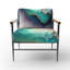 Fauteuil rembourré moderne bleu et mauve à motif abstrait Geode II-1595947492