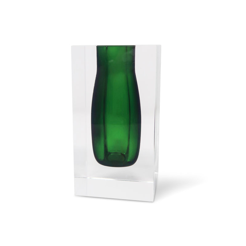 Jesue Crystal Table Vase, Green