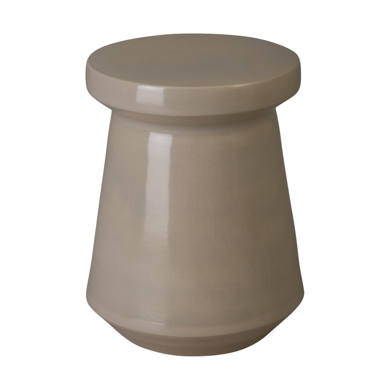 Tabouret de jardin en céramique fabriqué à la main H 18 po Vic, Gris