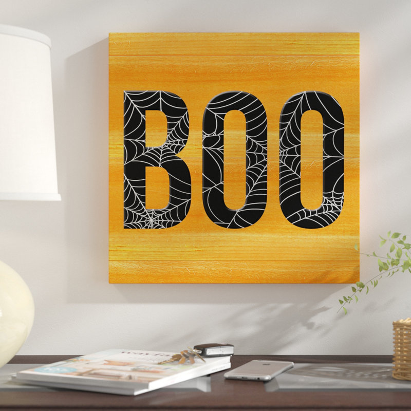 «Halloween Boo», reproduction d'art textuel sur toile, H 16 po x l 16 po, Cadre noir