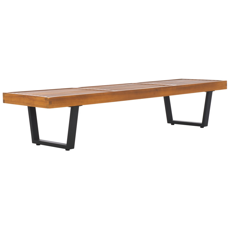 Eslee 72" W Solid Acacia Wood Outdoor Garden Bench, Natural/Black