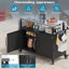 Opaline Rolling 54.5" Outdoor Kitchen Island With Stainless Steel Tabletop With Lockable Wheels