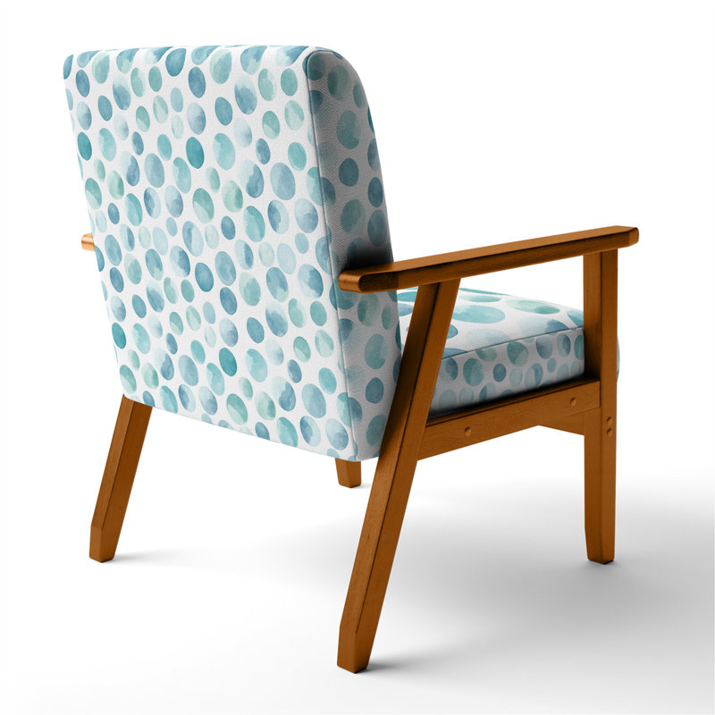 Chaise rembourrée à formes géométriques - Fauteuil bleu Breeze, Accoudoirs carrés bruns