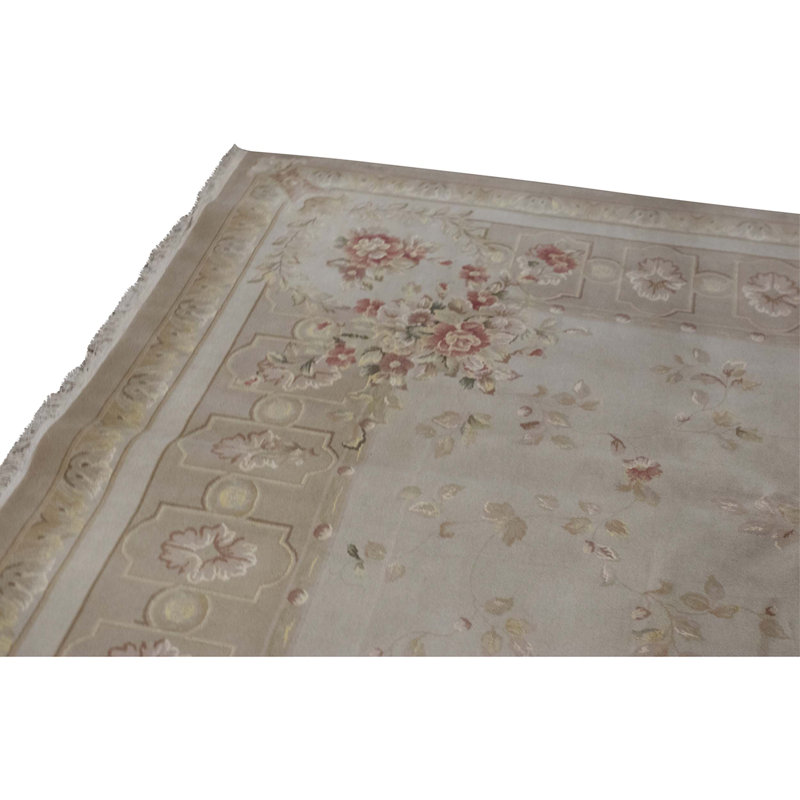 High-Quality Hand-Knotted Beige Area Rug
