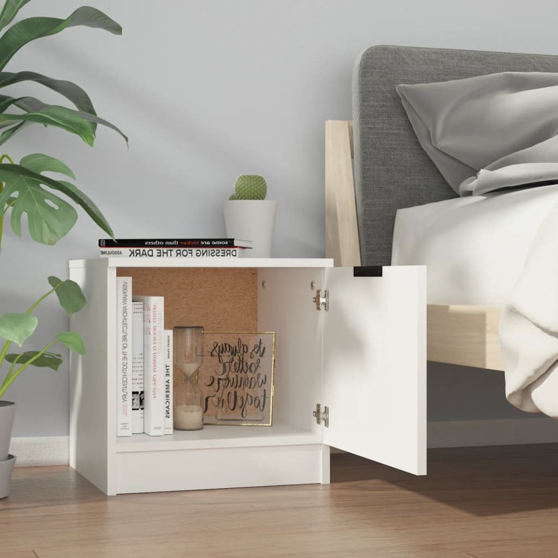 Lenden Solid Wood Bedside Table, White