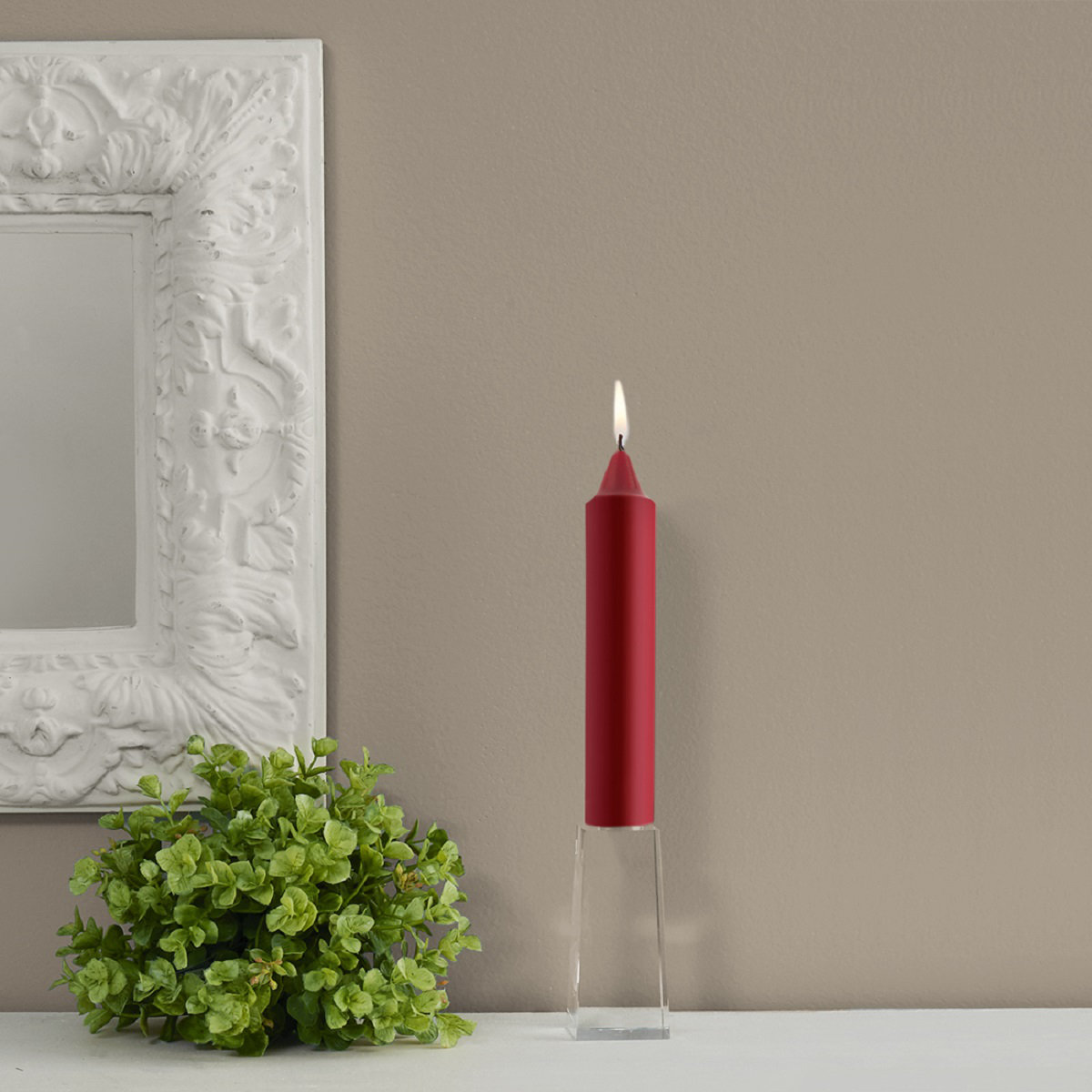 Root Candles Unscented Taper Candle, 7" H x 1.25" W x 1.25" D, Garnet