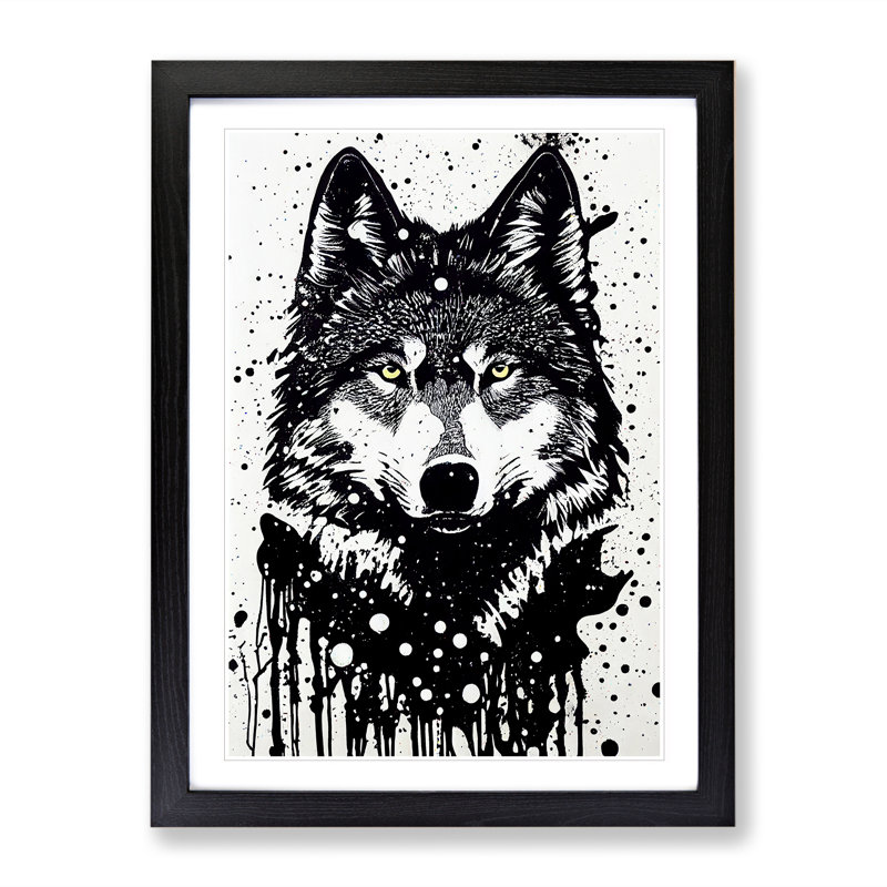 XV1022-2385X Graffiti Wolf No.4 - Single Picture Frame Print, Black, 64cm H x 46cm W