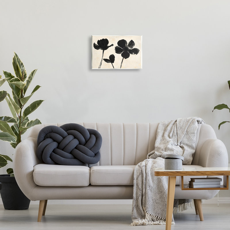 Plaque murale Inky Black Florals Silhouette, design par Creative Studio, H 10 po x l 15 po