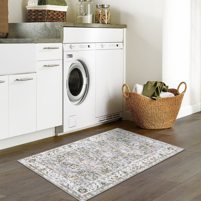 Machine Washable Rugs Oriental Floral Area Rug for Living Room Bedrooms Non Slip Rugs for Playroom Office Kitchen