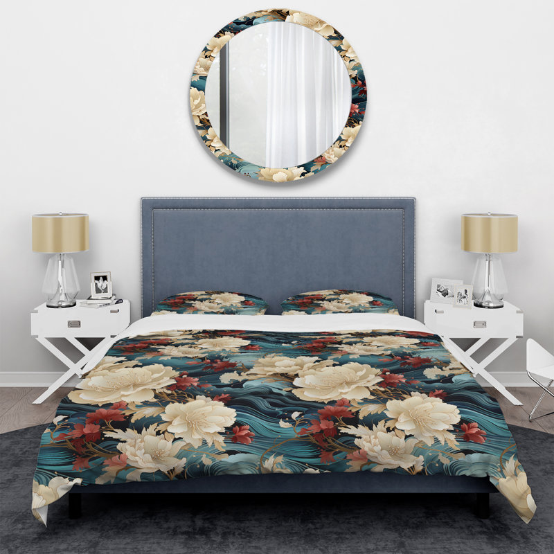 Ensemble de housse de couette en microfibre Kimono Whispers V, Housse de couette pour très grand lit et 2 très