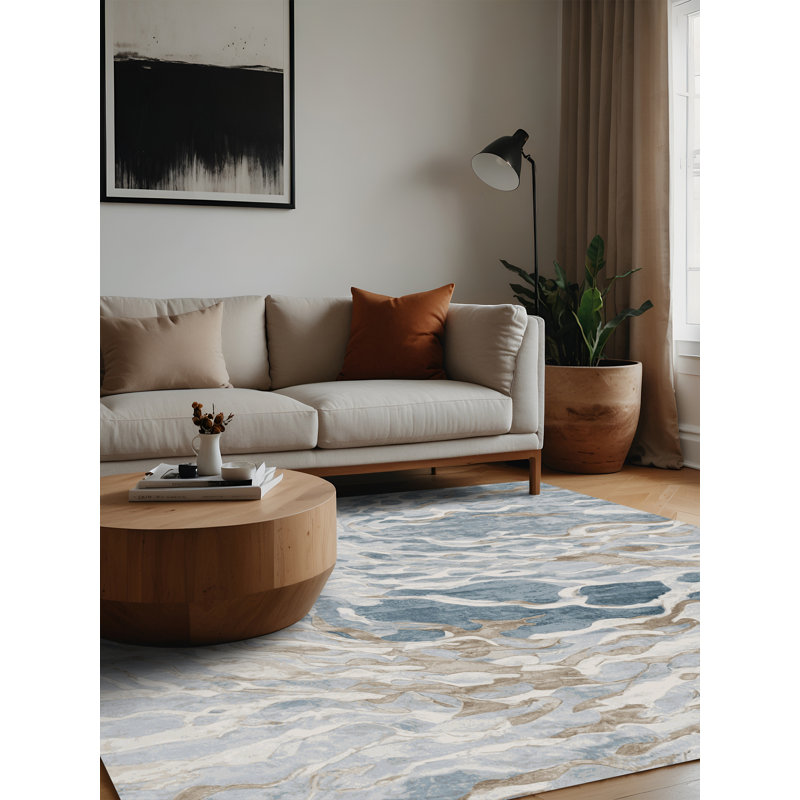 Machine Washable Gray Area Rug, Square 7'