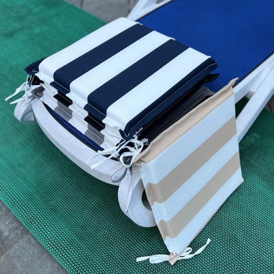 15"x15" Patio Seat Cushions 4pcs, Navy Blue White Striped, Made From Soft , Filled With Quality Sponge, For Outdoor And Indoor Settings Areas