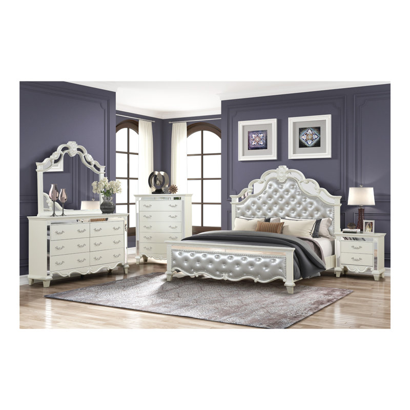 Commode à miroir Milan en bois blanc