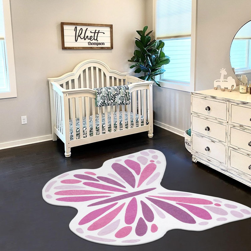 Butterfly Shaped Area Rug, Novelty 2'11" x 3'7", Pink