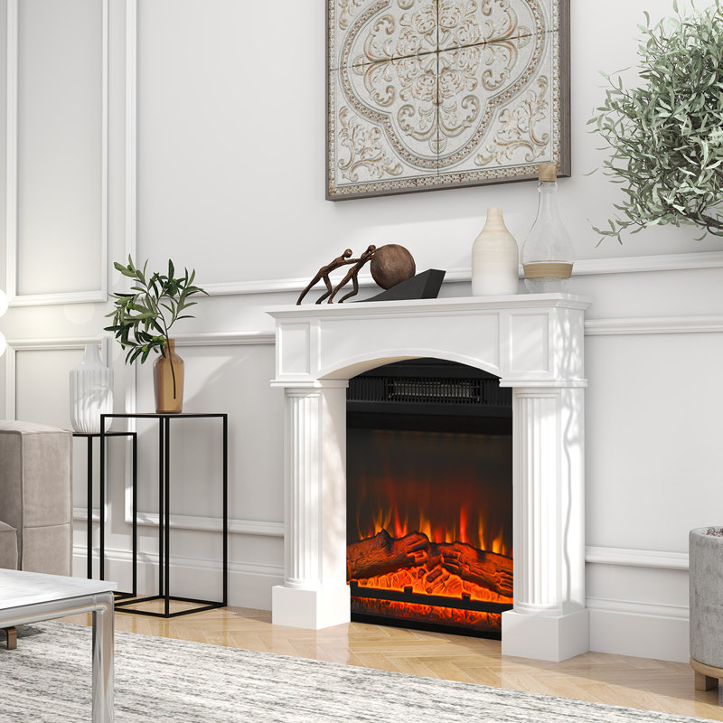 Modern Fireplace Mantel,  Fireplace Surround for Fireplaces, White