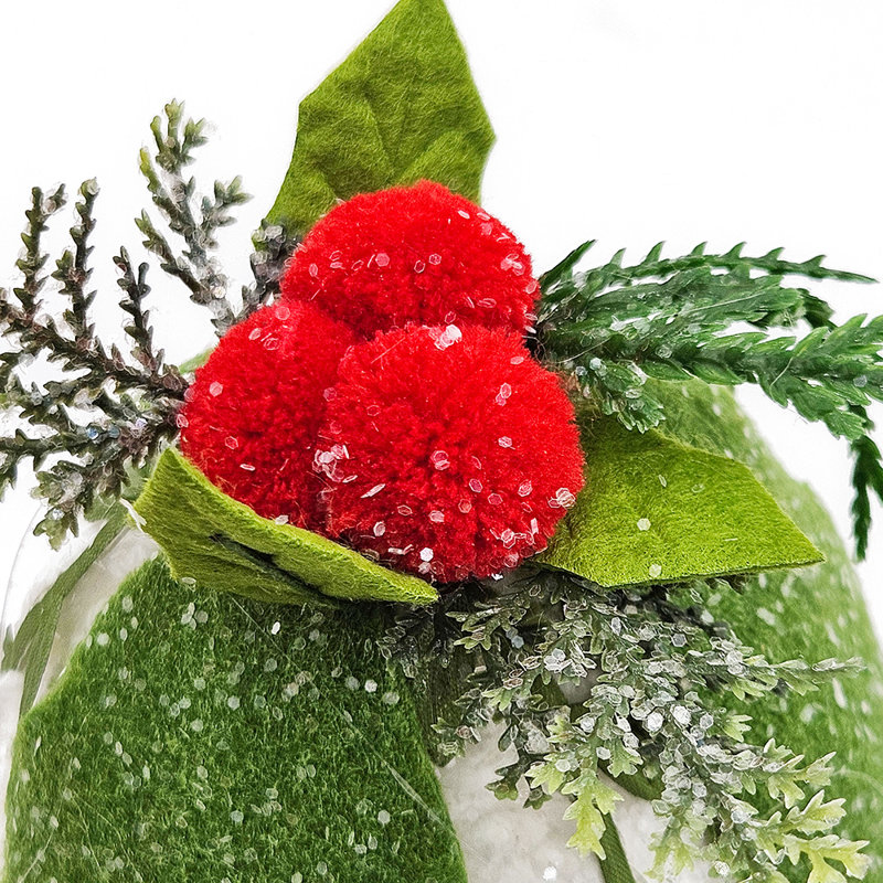 Ensemble de 6 ornements en forme de pomme de pin glacée 7 pouces avec 6 décorations d'arbre de Noël en forme de larme, vert et blanc