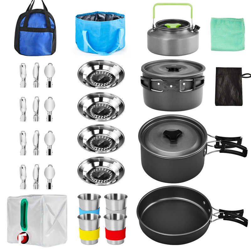 Ensemble de batterie de cuisine de camping 27 pièces pour 4 personnes